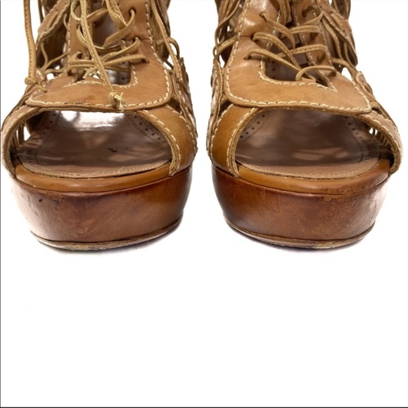 Alaia Paris Strappy Tan High Platform Heels Size 38.5 - Picture 8 of 14